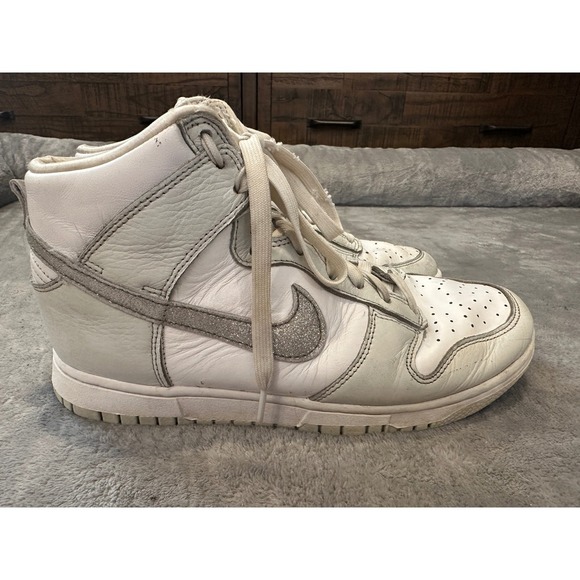 Women's Nike High Dunks gray and white silver sparkle Size 8 - Picture 2 of 8